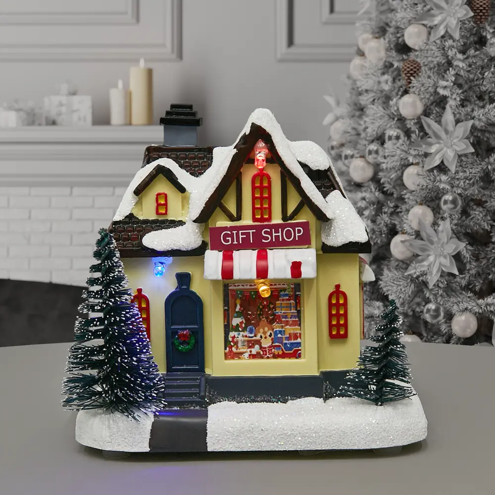 87547201 Композиция новогодняя светодиодная Новогодний домик 9см STLM-0954768 Santreyd 