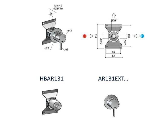 Смеситель для душа из нержавеющей стали Hotbath Archie ARCH-00097684 - Вид №2