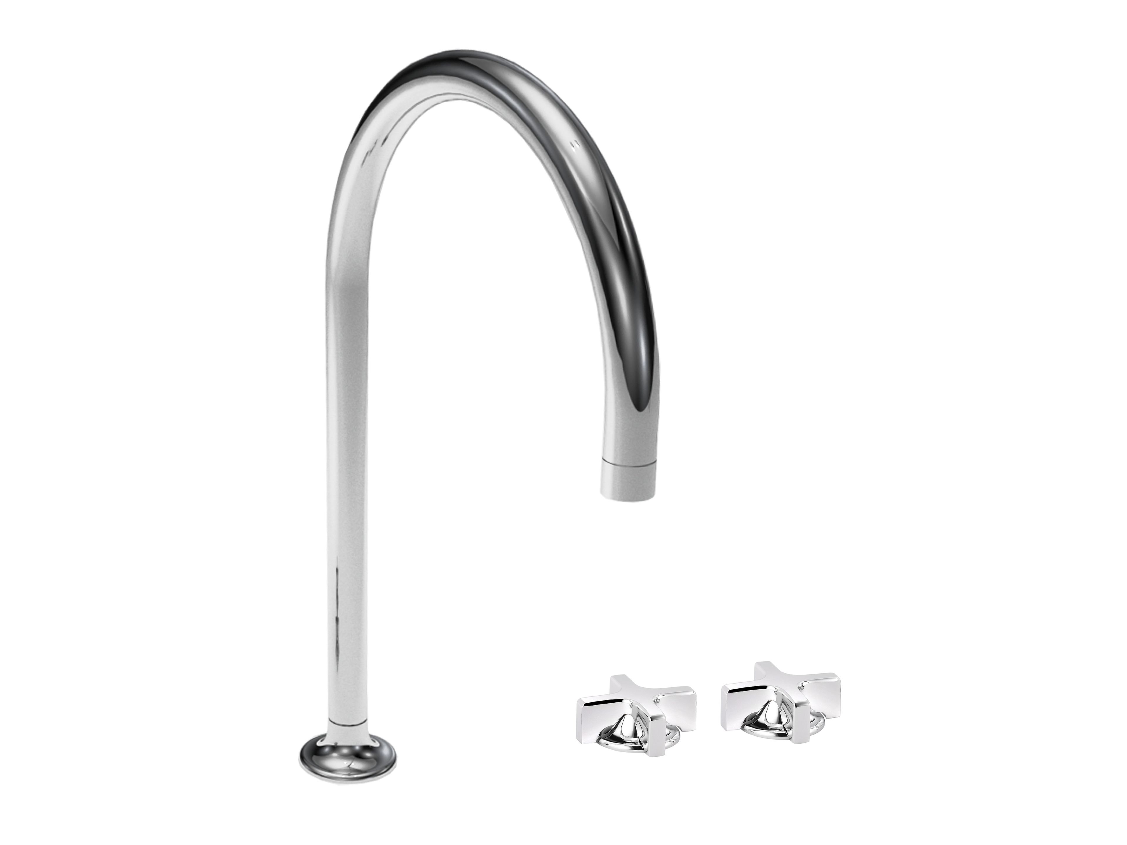 Смеситель для кухни с 3 отверстиями из хромированной латуни с поворотным изливом rvb TIMES ARCH-00031462 - Вид №1