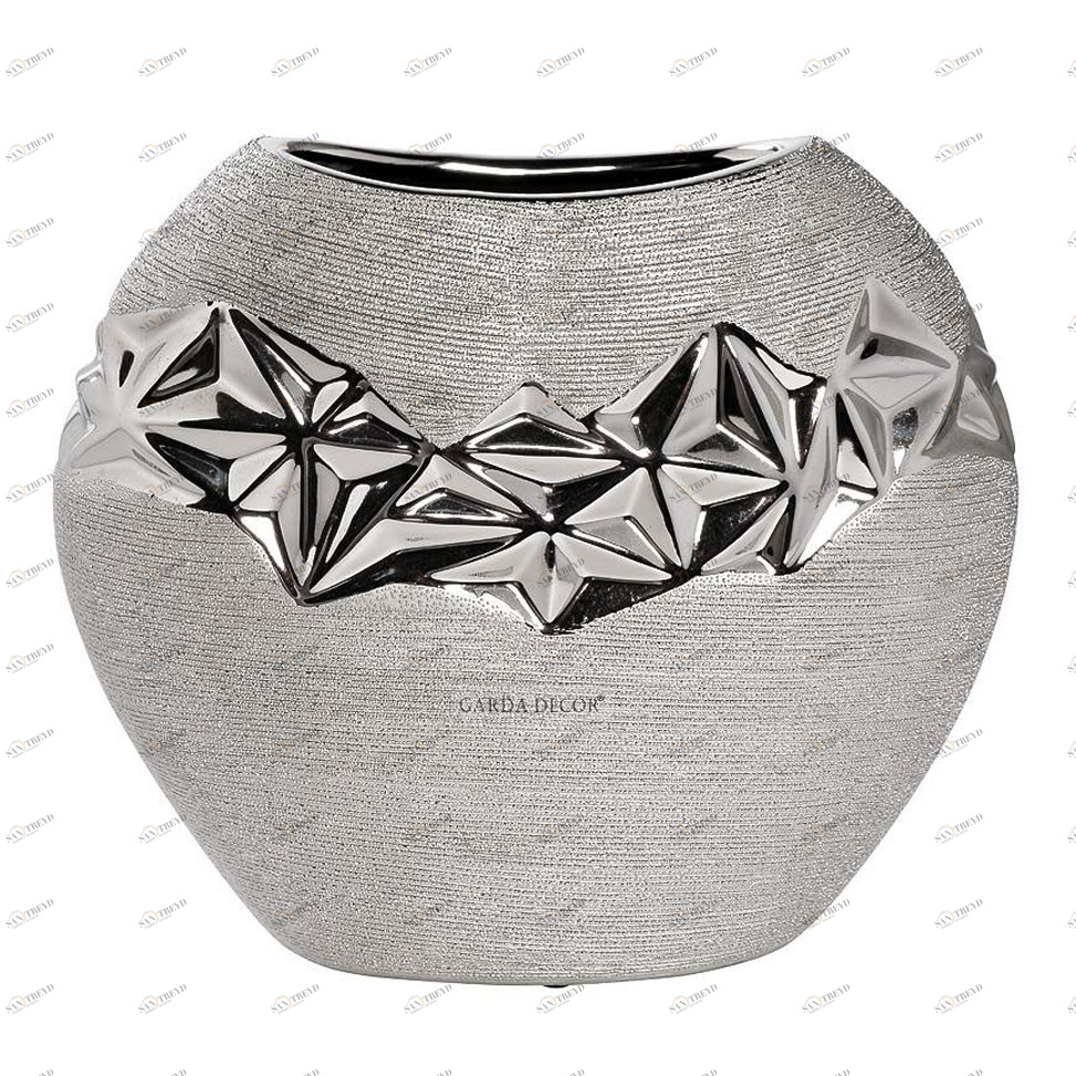 Ваза для цветов серебро 22 см GARDA DECOR - 00-3830418 Серебро 