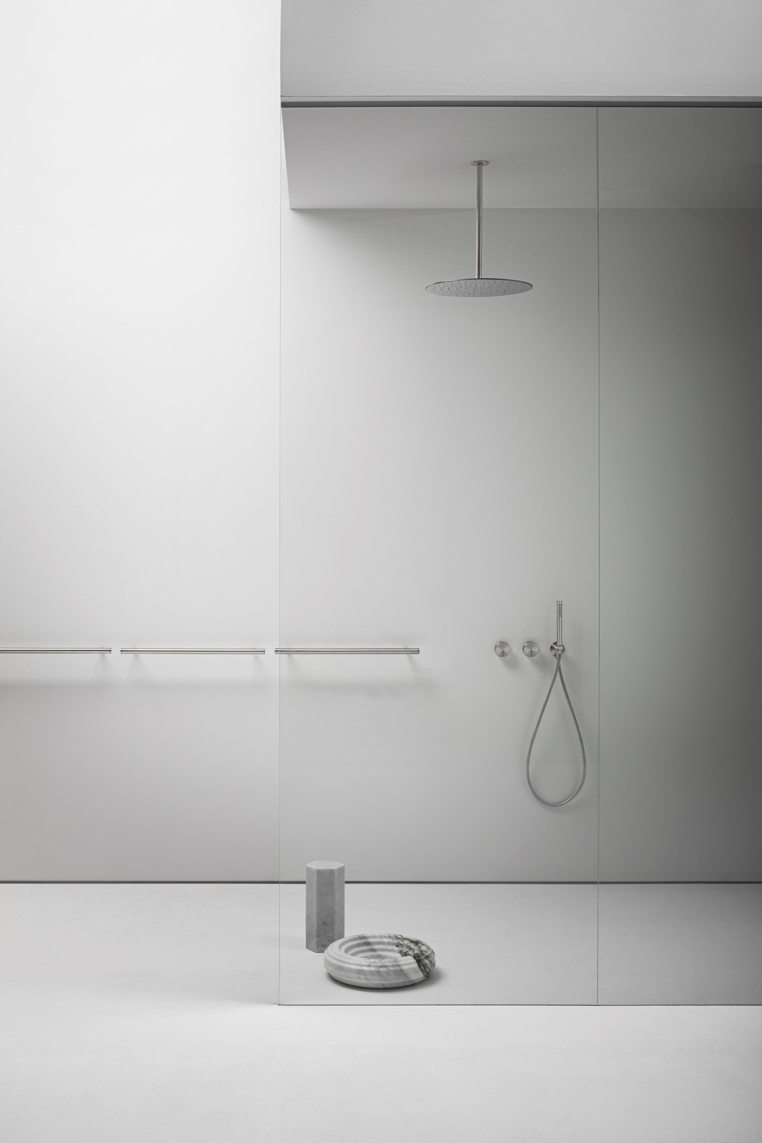 Держатель для полотенец / полка для ванной комнаты из нержавеющей стали и дерева Falper цилиндр ARCH-00049766 - Вид №6