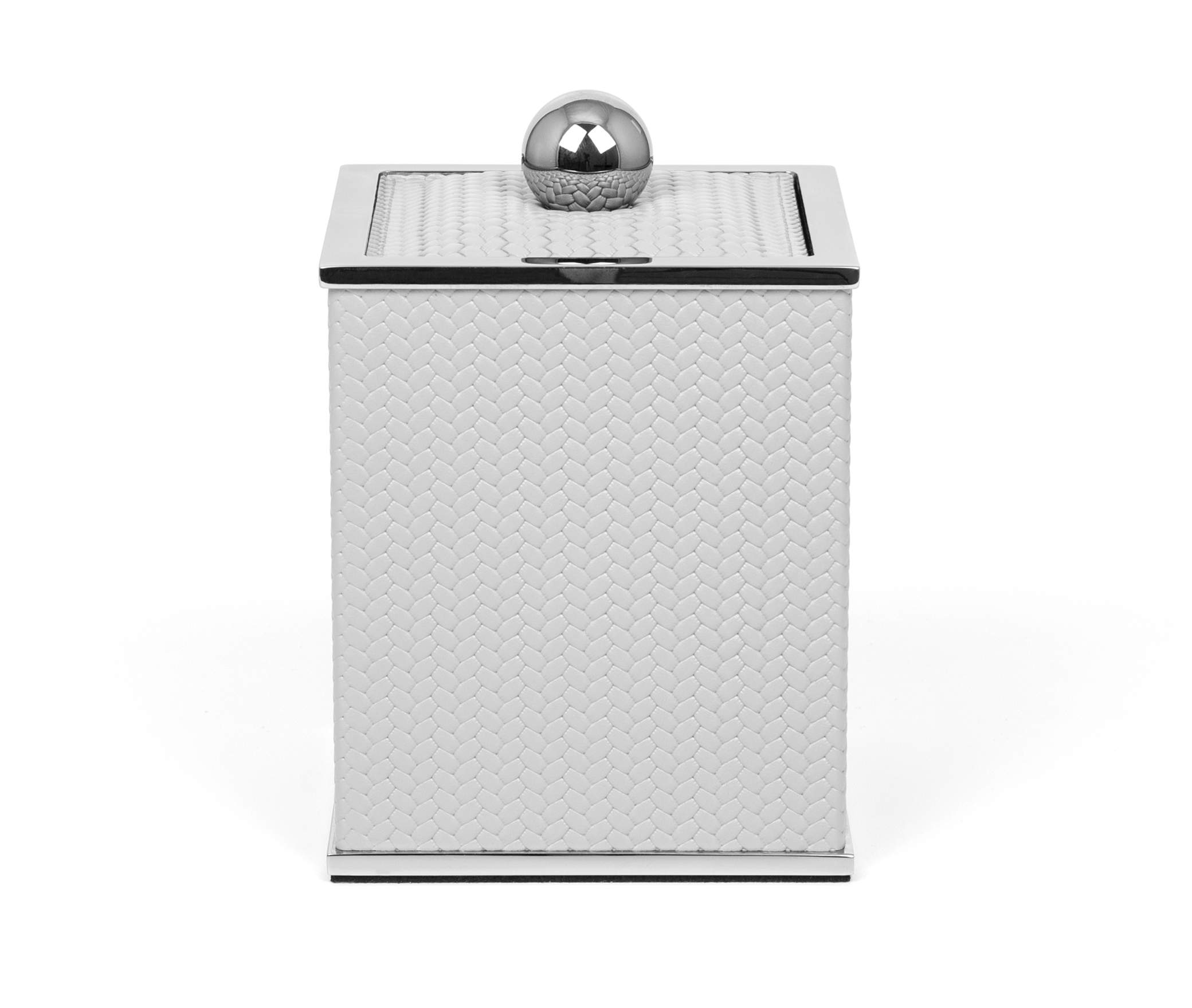 Держатель для ватных дисков Olimpia Square Square - 10,5X10,5XH15 см / металл-хром / тканая кожа_верблюжий Pinetti 00.1623.061.011