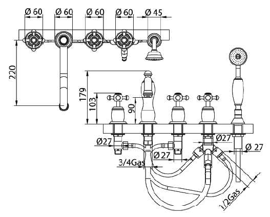 616940KK06 Смеситель Bandini Antica Santreyd - Вид №2