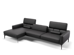 Кожаный диван с полуостровом