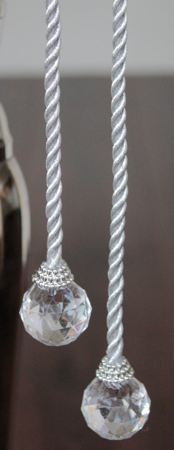 1384 996 a3 Шнур декоративный с шариками / каплями, 2 шт., 40 см, серебристый H-andreas  - Вид №1