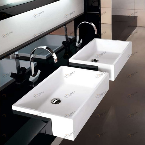 9855 Полувстраиваемая раковина консольная 50 см белая MILLDUE 