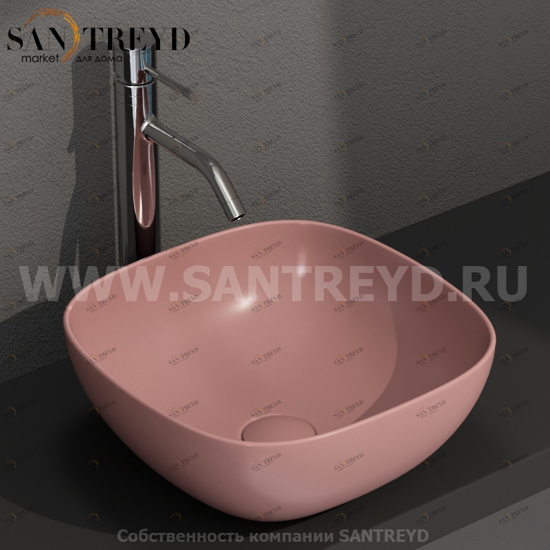 B6Q38FR Накладная раковина на столешницу  квадратная Ceramica Globo T-EDGE