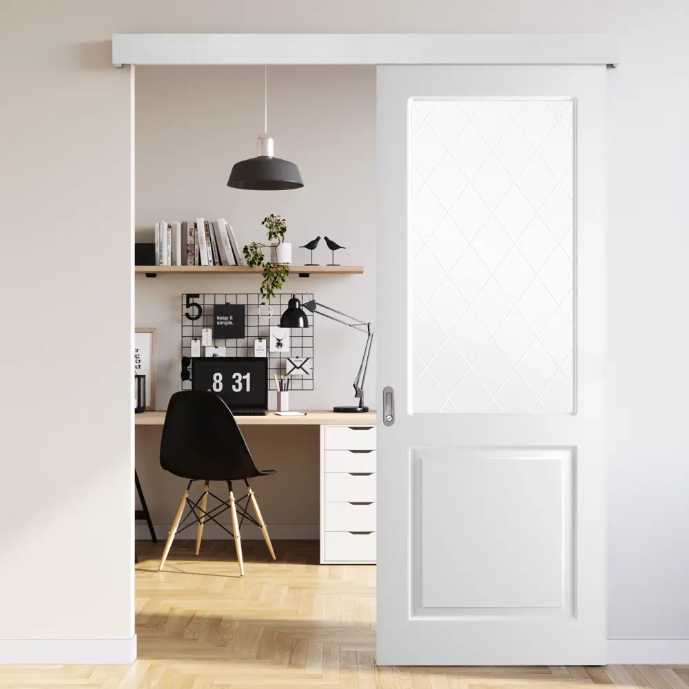 Комплект двери Австралия со стеклом 60x200 см эмаль белый с добором 100 мм BELWOODDOORS STLM-2111700 - Вид №2