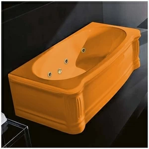 Ванна Gruppo treesse New Classic STX-V677B-DX-O оранжевая с гидромассажем и дезинфекцией прямоугольная правая  с золотой фурнитурой