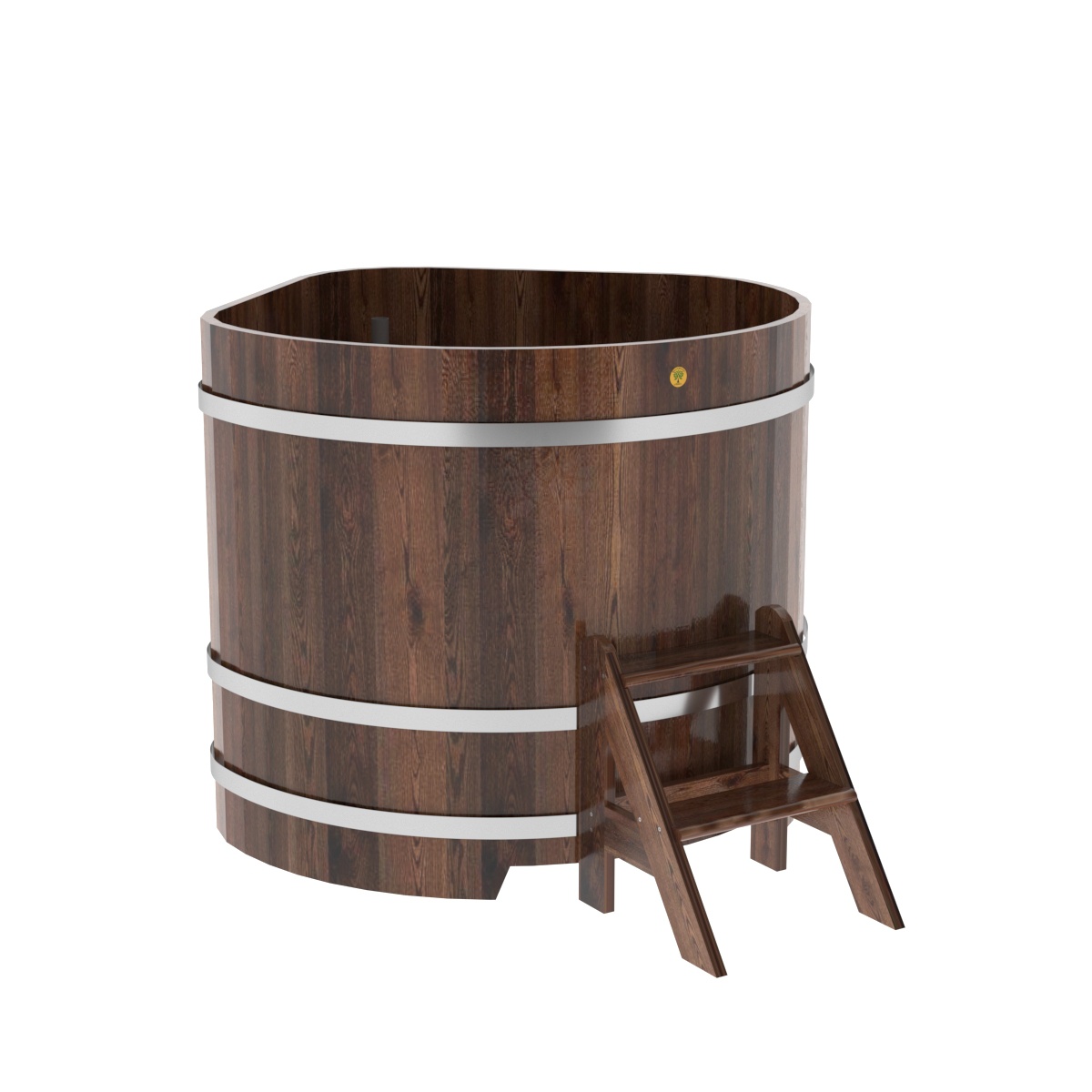 1233 Купель угловая из лиственницы 1,19х1,19х1,1 морёная премиум Alyarus 