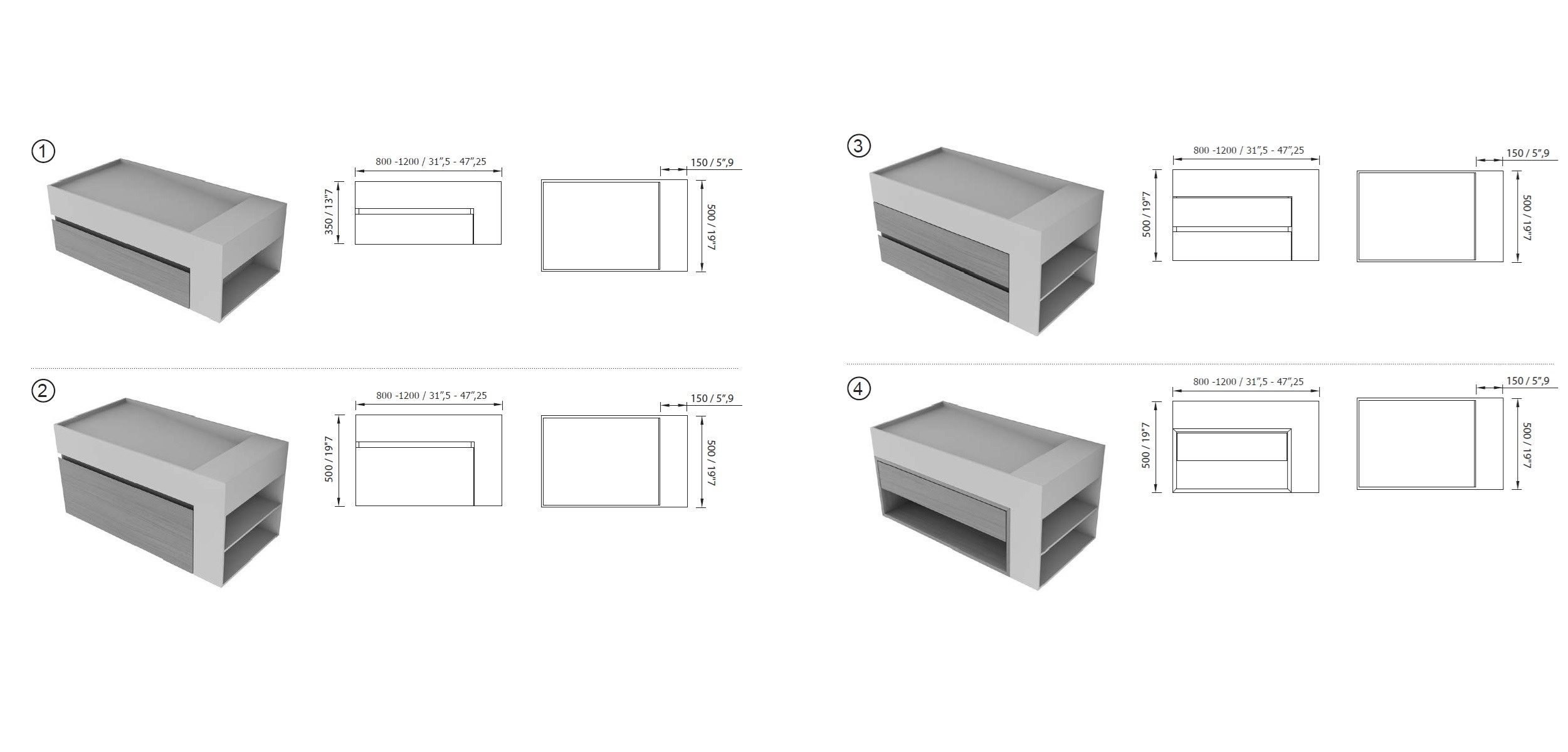 Одиночная подвесная раковина из твердой поверхности с ящиками MOMA Design CUBIC XS ARCH-00091133 - Вид №5