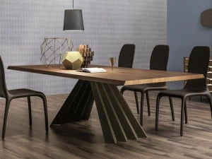 Tonin Casa Прямоугольный стол из орехового дерева на металлической основе Ventaglio T8011