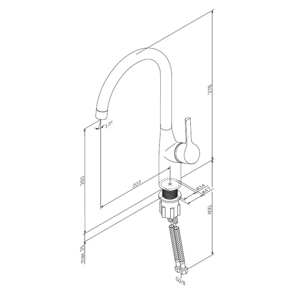 AM.PM Spike - кухонный смеситель с боковым рычагом и высоким изливом 84177509 STLM-0046888 - Вид №10