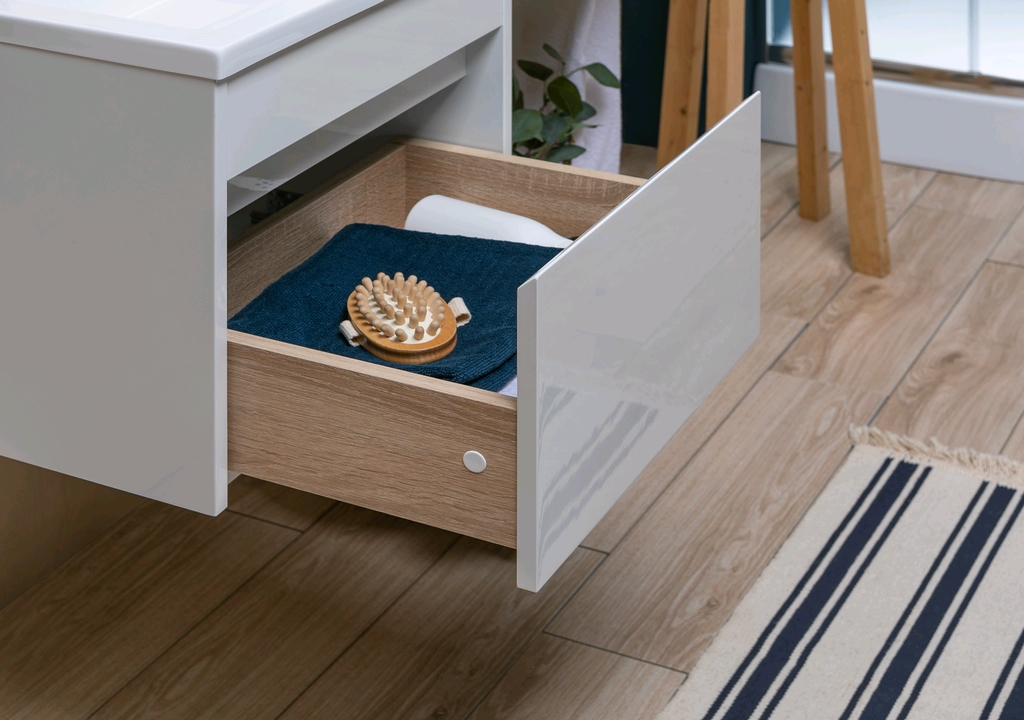 Тумба с раковиной Aquanet Токио 120 L белый (подвесная, 1 ящик) 0023691600235499 - Вид №14