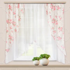 Комплект штор на ленте для кухни Офелия 300x160 см цвет красный