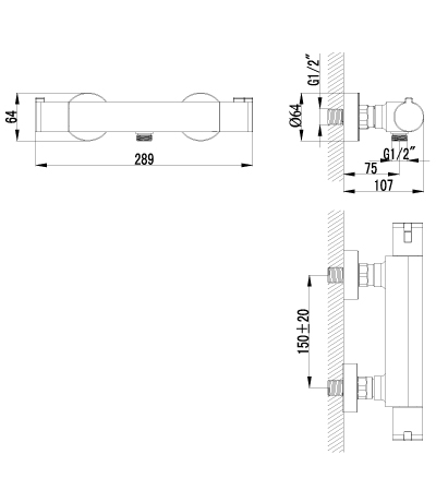 LM7833C Смеситель Yeti для душа, термостатический LEMARK YETI  - Вид №1