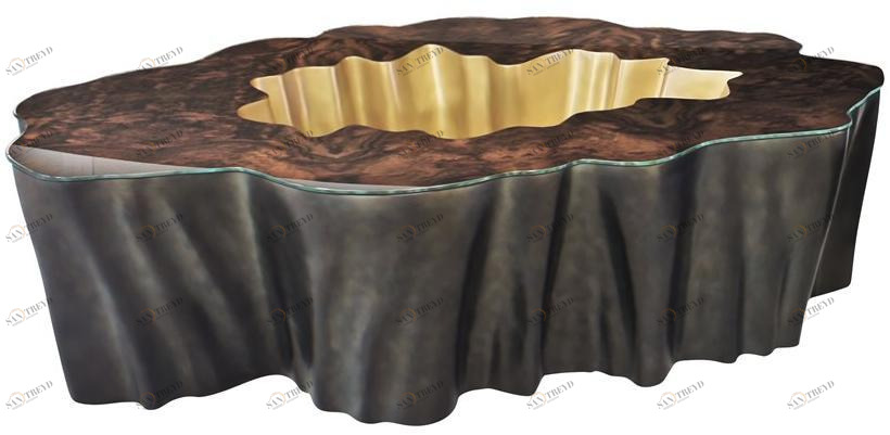 KARPA Журнальный столик из стекловолокна и ореха Gaia K1081