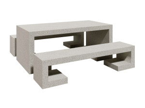 Бетонный стол для общественных мест со встроенными скамейками