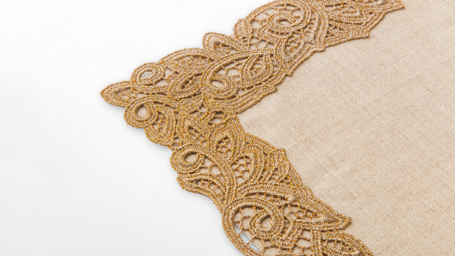 10600496 Weissfee Набор салфеток Weissfee "Версаль" 45х45см, 6шт (лен, кружево) Ткань  - Вид №2