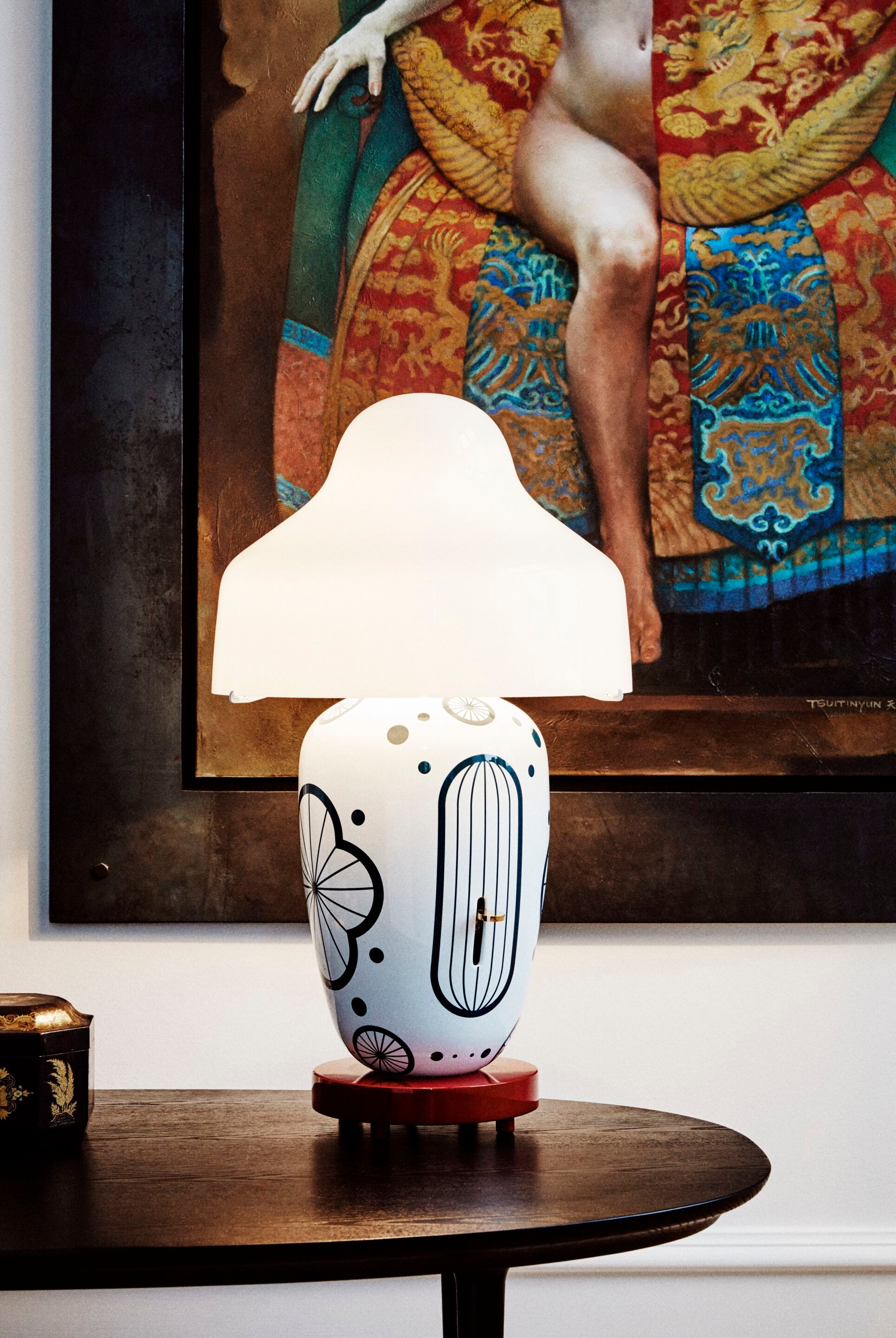 Керамическая и выдувная стеклянная настольная лампа с диммером PARACHILNA Chinoz ARCH-00004625 - Вид №8