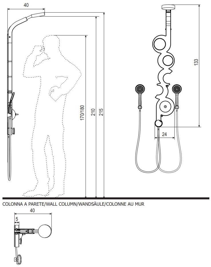 ARBLU Настенная душевая стойка с ручным душем sun-id-1491402 - Вид №5