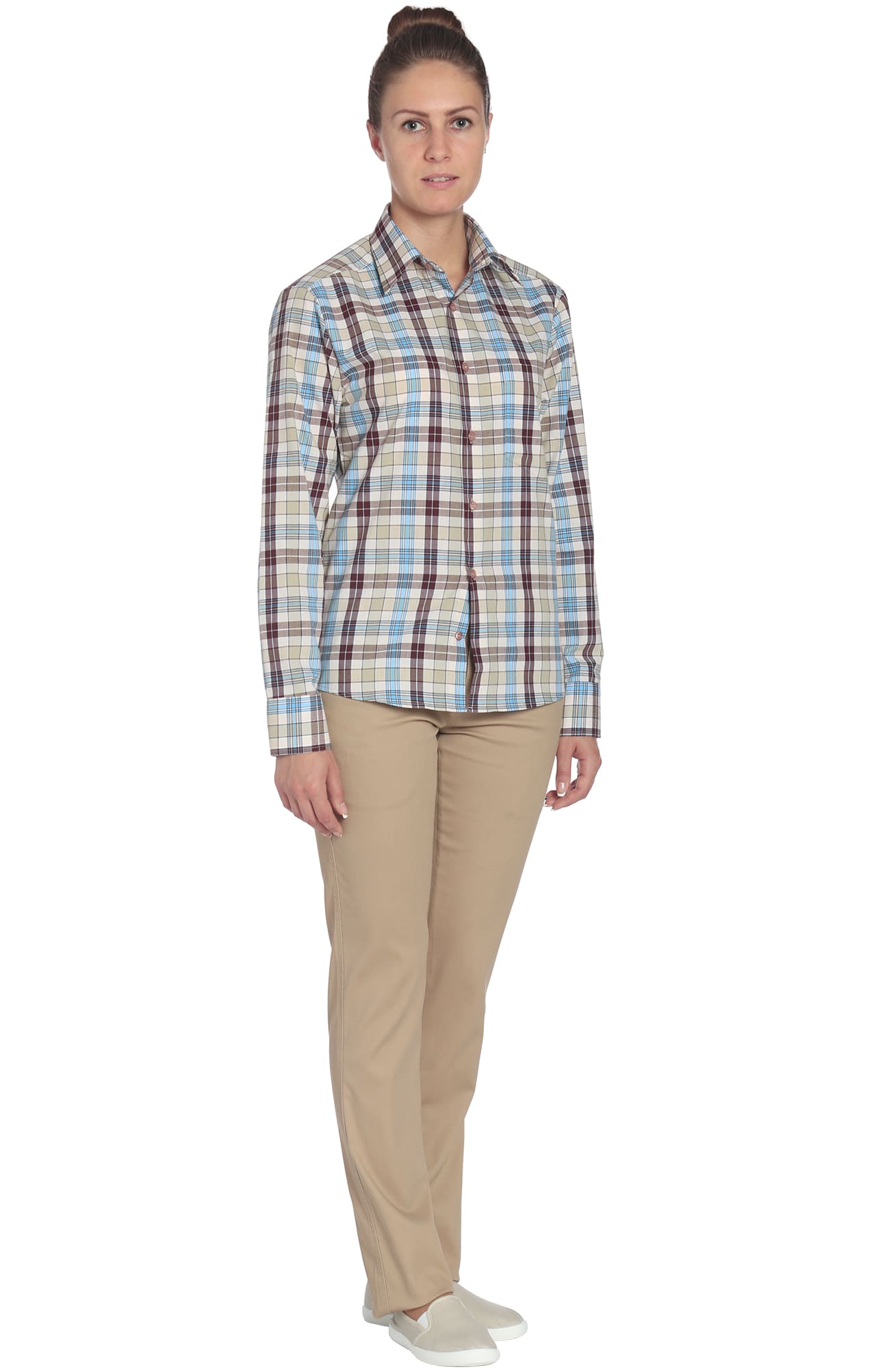 67812 Рубашка в клетку plaid beige (шотландка бежевая) HIPSTER  Толстовки, рубашки, футболки, тенниски  размер 40 (80)  - Вид №2