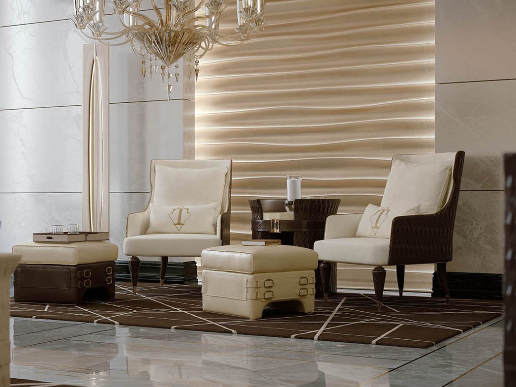 Кожаное кресло bergère для контракта Turri номер три ARCH-00009676