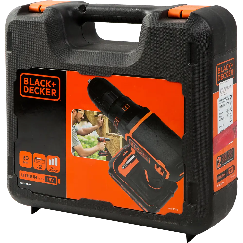 Шуруповерт аккумуляторный Black&Decker BDCDC18K1B, 18 В Li-ion 2х1.5 Ач 82328736 STLM-2027213 BLACK + DECKER  - Вид №6