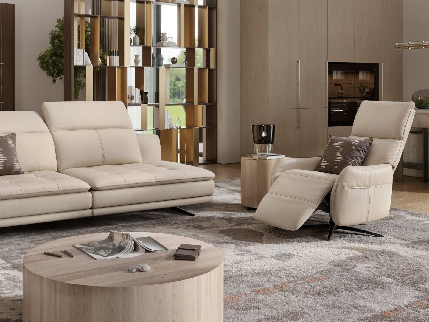 Вращающееся кожаное кресло с электроприводом Sofanella Турин ARCH-00022563 - Вид №3