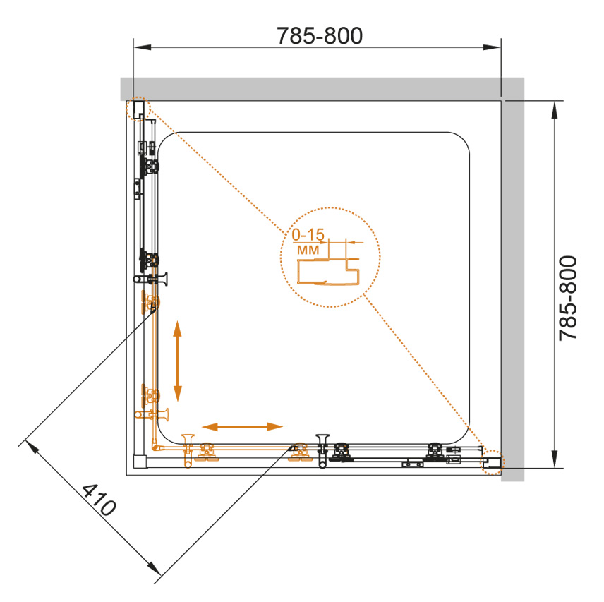 Душевой уголок CEZARES ECO-O-A-2-80-P-Cr - Вид №10