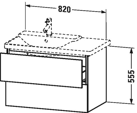 LC624801111 Тумбочка подвесная L-Cube #LC6248 820 x 481 мм Кашемировый дуб Duravit - Вид №1
