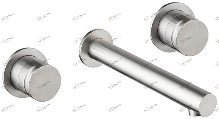 MINA Смеситель для умывальника настенный из нержавеющей стали на 3 отверстия Giotto 7289