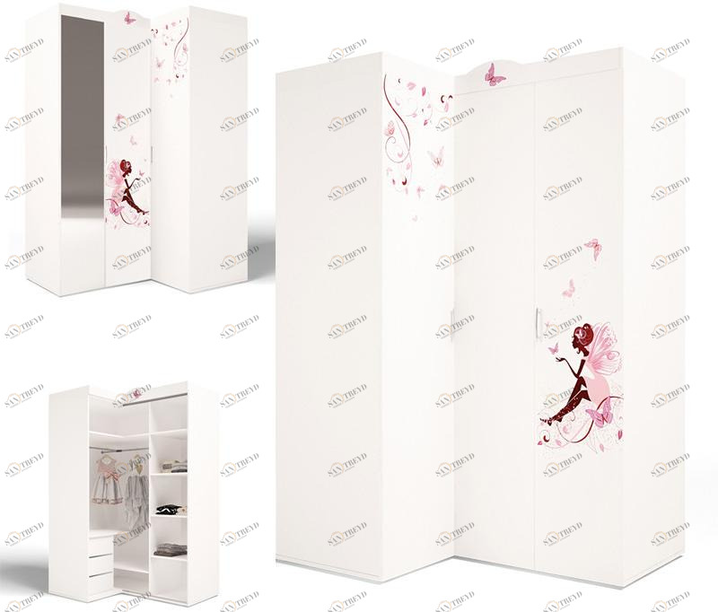 Шкаф угловой ABC-KING , гармошка Фея без зеркал (левый ) и со стразами Сваровски 4631147959898