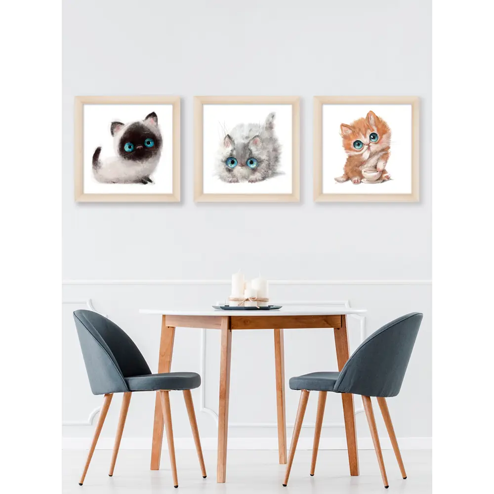 Модульная картина Котики 40x40 см 3 шт. 86327359 STLM-2058571 POSTERMARKET  - Вид №3