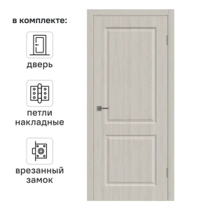 Дверь межкомнатная глухая Мона 80x200 см ПВХ цвет дуб филадельфия с замком и петлями