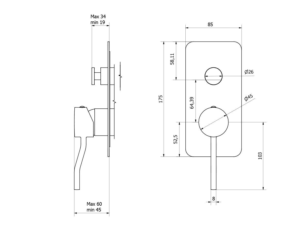 Смеситель для душа с 2 отверстиями и переключателем Aquademy круглый ARCH-00051065 - Вид №2