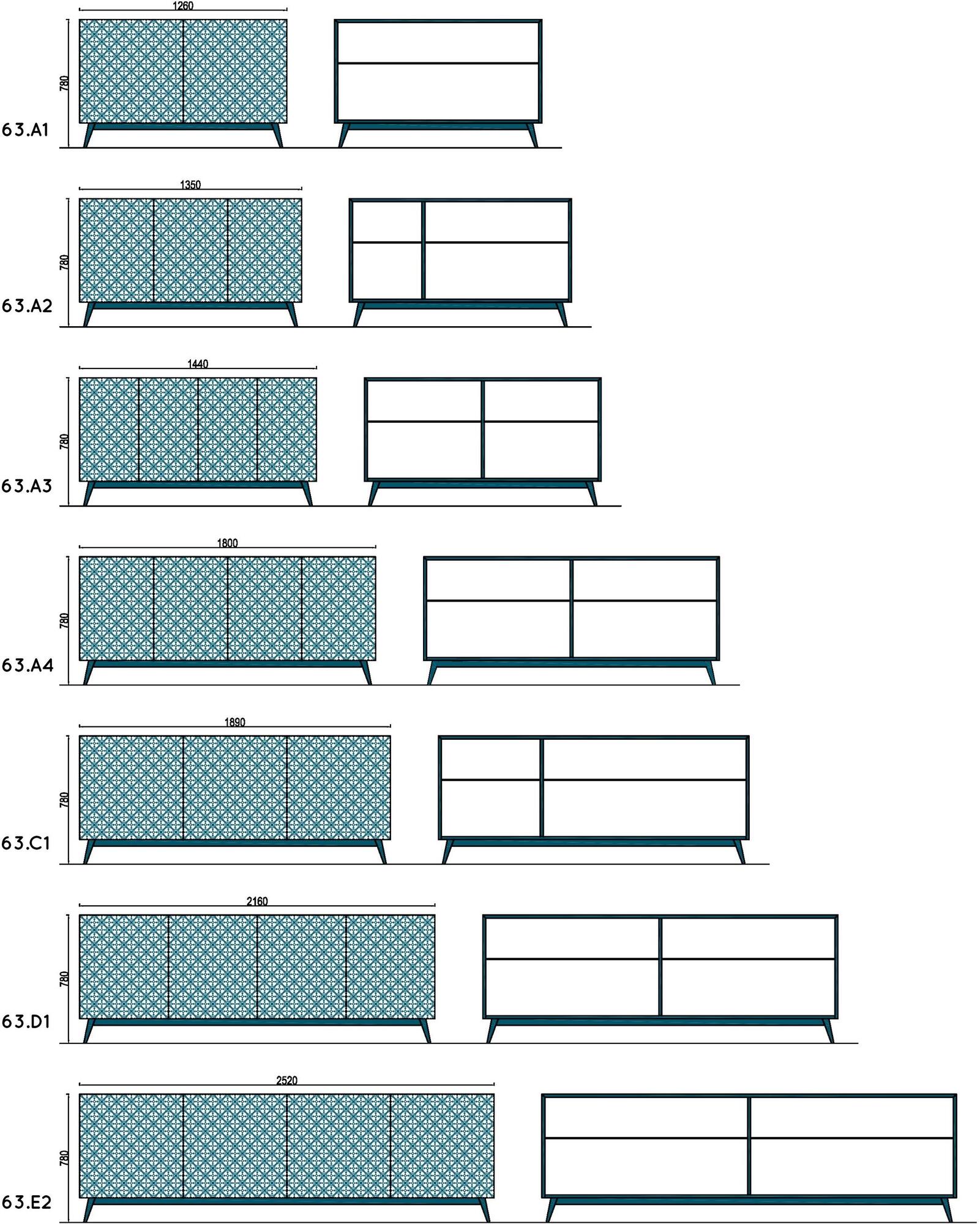 Barba design Буфет из лакированного hdf с распашными дверцами Tiles 63.a3 - Вид №2