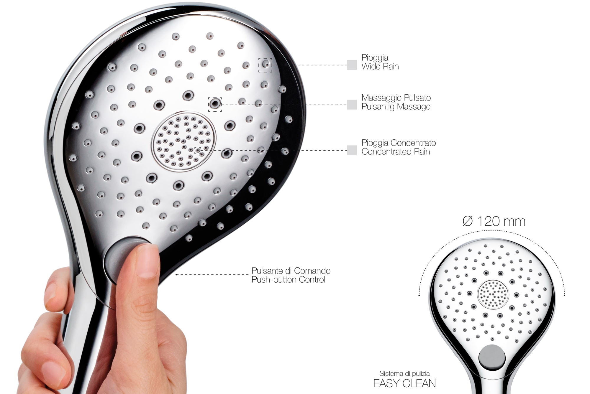 B00800 Душевая лейка SYNCRONIA Ø 120 mm BOSSINI  - Вид №4