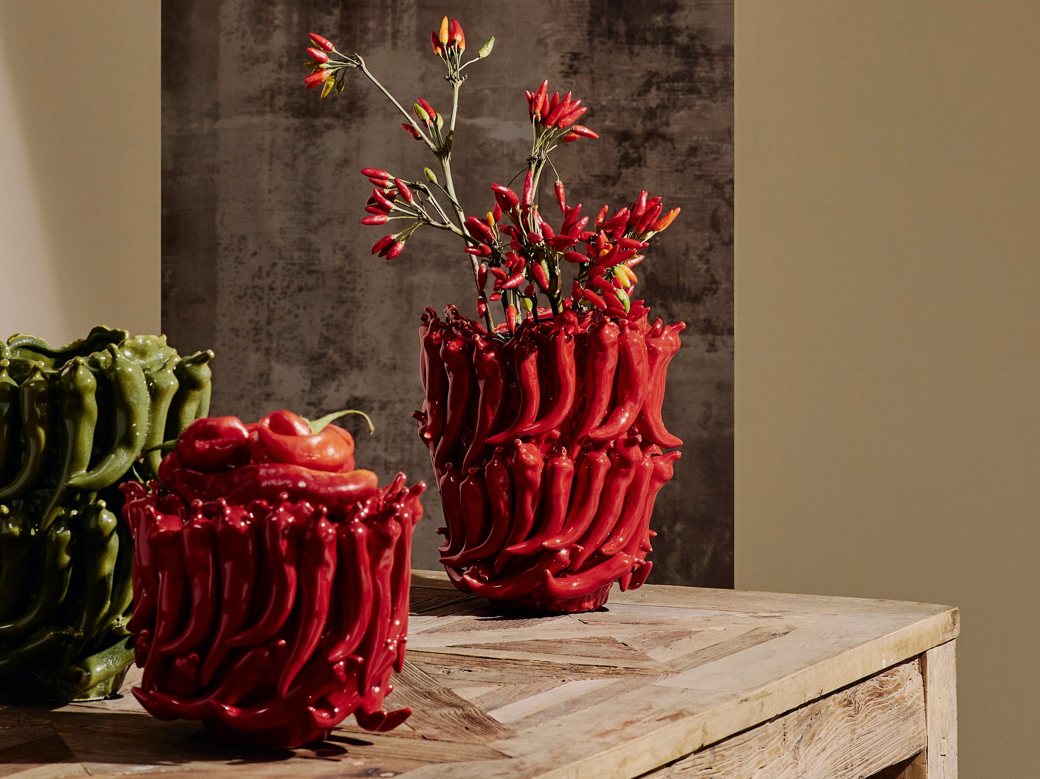 Керамическая ваза BIZZOTTO SPICY (ROSSO/VERDE) H32 ARCH-00037603 - Вид №2