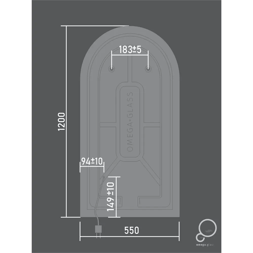 Зеркало для ванной Omega Glass Слим SD42 с подсветкой 50x120 см арка 87708056 STLM-2059251 - Вид №9