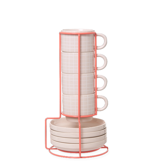 8714302569944 Набор из 4 чашек с блюдцами Grid SELETTI 