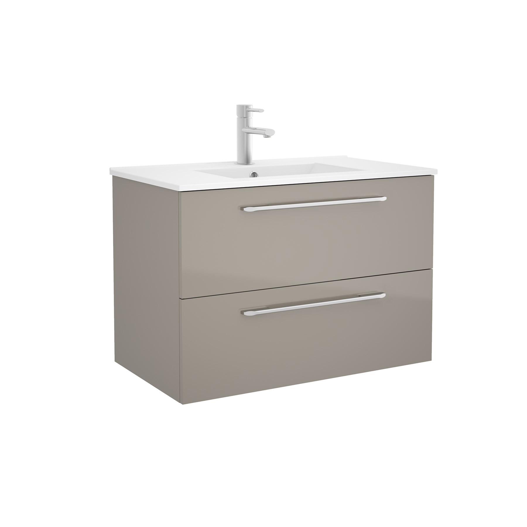 26812 SALGAR Мебель для умывальника FUSSION CHROME 800 2 ящика GLOSS TAUPE 797 x 540 x 450 мм Глянцево-серо-коричневый - Вид №1