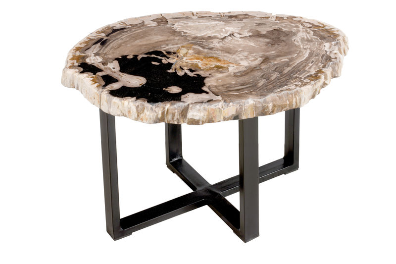 FUBR038 Приставной столик из окаменелого дерева ijlbrown 