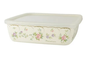 Лоток эмалированный с крышкой 1,75 л бежевый "Воспоминание" EJIRY ЦВЕТЫ 00-3973454 Бежевый