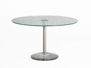 Круглый стол из нержавеющей стали и хрусталя