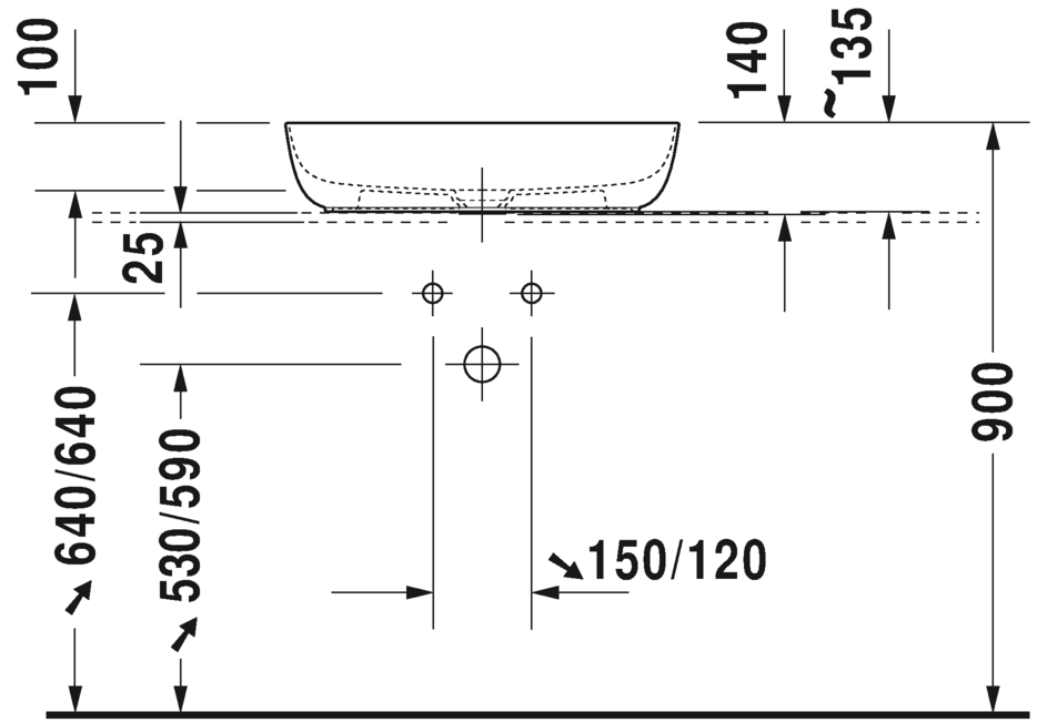 0379602100 Накладная раковина на столешницу  овальная Duravit Luv - Вид №3