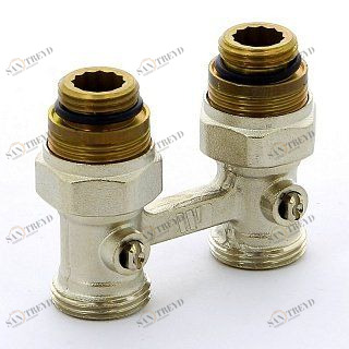 Узел прямой WATTS НВ 1/2'х3/4' ЕК радиаторный H-блок со встроенными кранами 2-трубная система 10001885