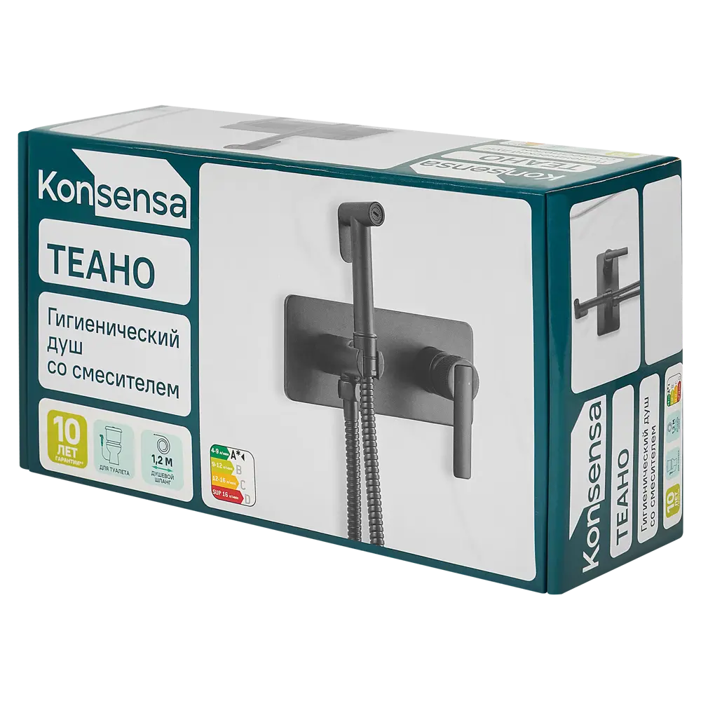 Гигиенический душ KONSENSA Теано набор со смесителем цвет черный матовый STLM-2198633 - Вид №12