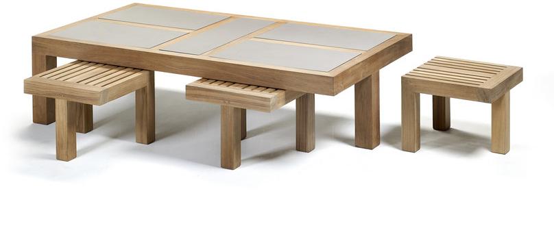 Royal Botania Низкий прямоугольный садовый столик из керамики Nara sun-id-1370587 - Вид №5