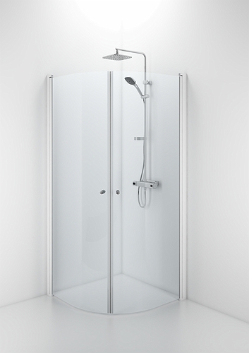 58800180 Гнутая дверь IFO Space SBVK, белые лакированные профили, прозрачное стекло с ручкой, SBVK 800 - Вид №2